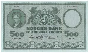 500 kroner 1974 A.5332960. Kv.1+