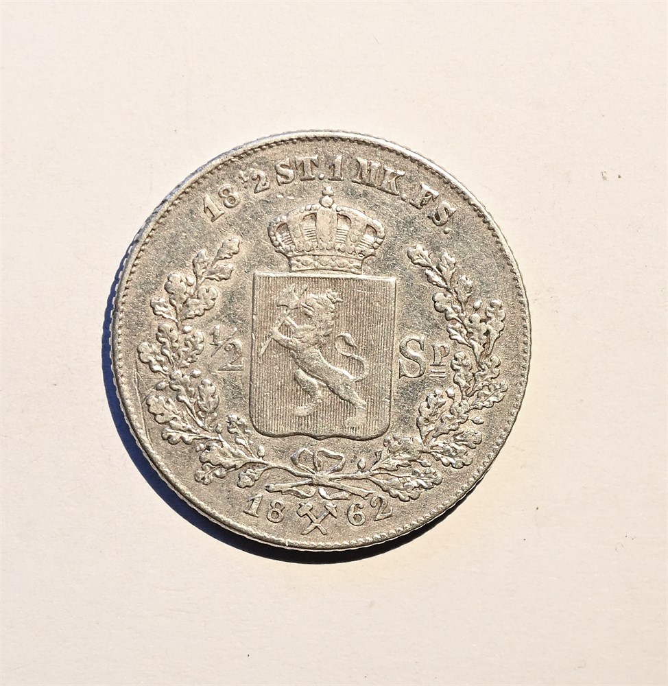 Norge 1/2 speciedaler 1862 kv.1