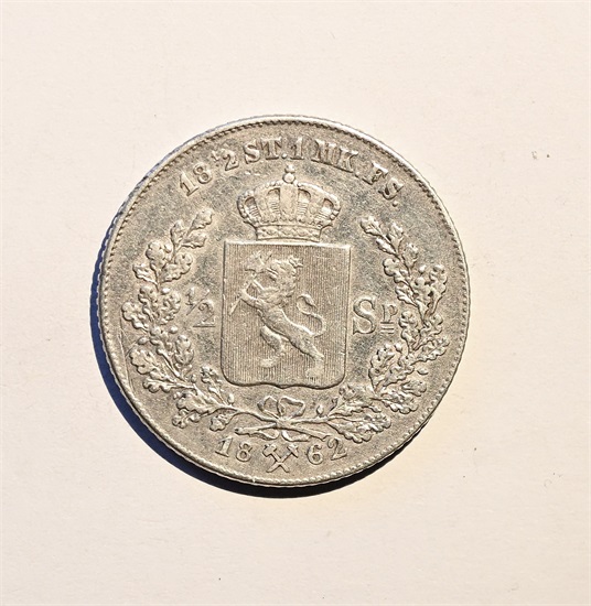 Norge 1/2 speciedaler 1862 kv.1