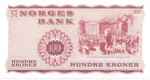 100 kroner 1975 erstatningsseddel. Z.0313653. Kv.0/01