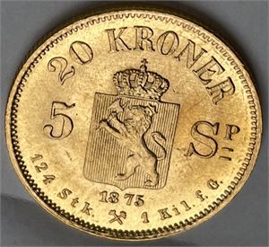 20 kroner gull 1875 Kv.0/01