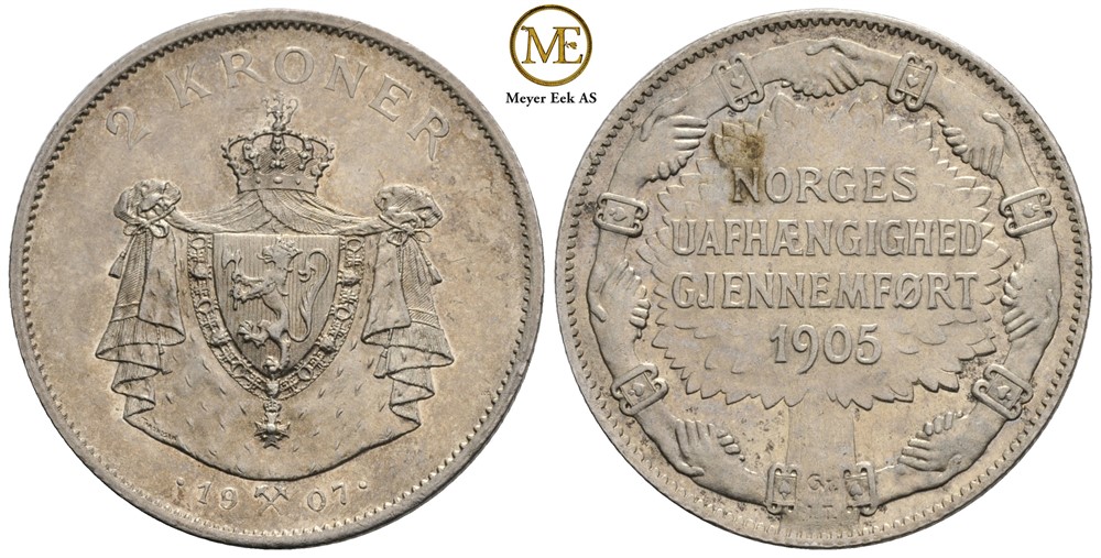 2 kroner 1907 Jub. Haakon VII. Kv.01