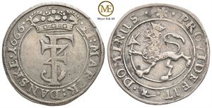 2 mark 1666 Frederik III. Kv.1/1+