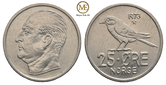 25 øre 1973 Olav V. Kv.0