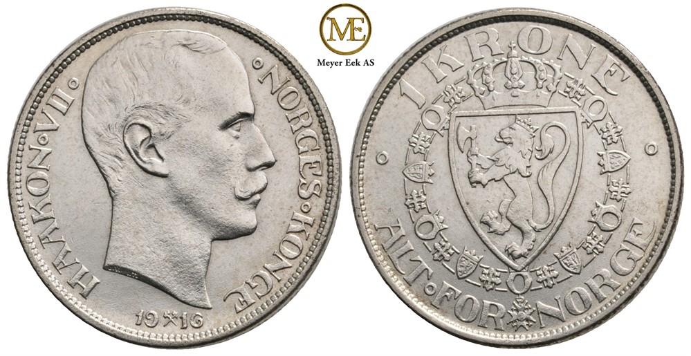1 krone 1916 Haakon VII. Kv.0