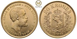 20 kroner 1876 Oscar II. Kv.0/01