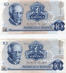 10 kroner 1977 QM og QN erstatning