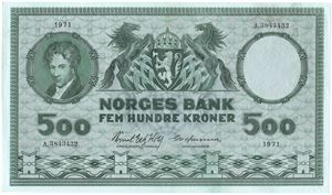 500 kroner 1971 A.3843432. Kv.0/01