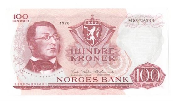 Norge 100 kroner 1970 M kv. 0/01
