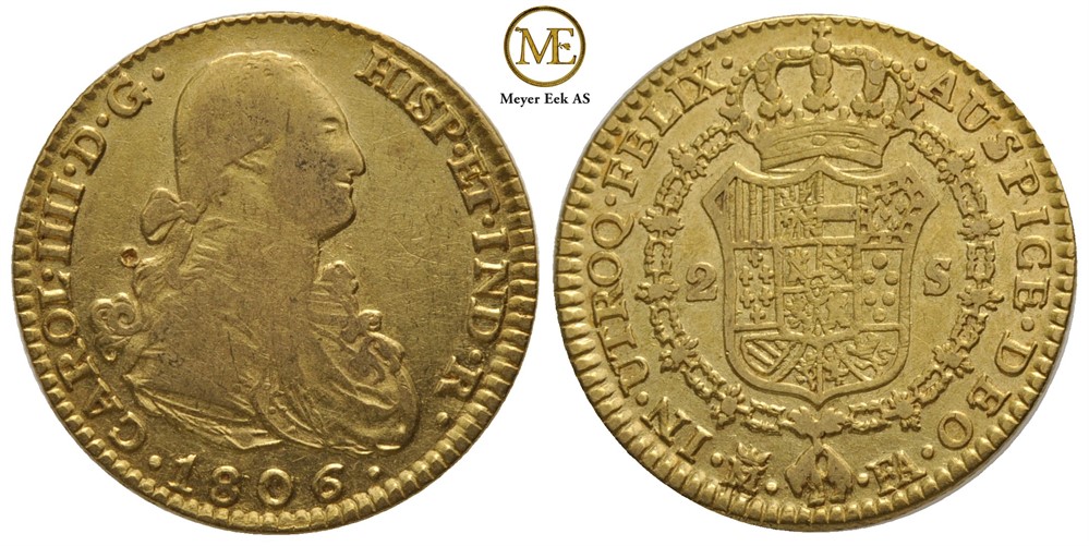 2 Escudos 1806 Karl IV. Kv.1/1+