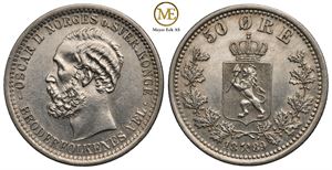 50 øre 1889 Oscar II. Kv.0/01