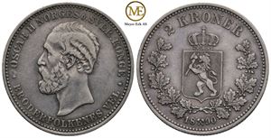 2 kroner 1890 Oscar II. Kv.1+