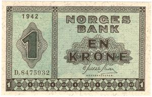 1 krone 1942 D.8475932. Kv.0