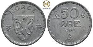 50 øre 1942 z. Haakon VII. Kv.0