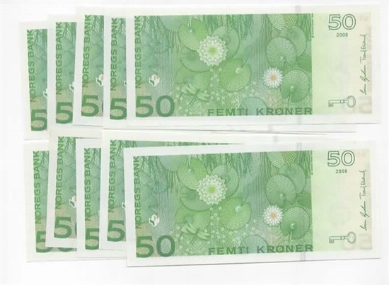 Norge 50 kroner 2008 A,B,C,D,E,G,H,I,J,K kv. 0