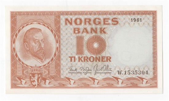 10 kroner 1961 W kv. 0