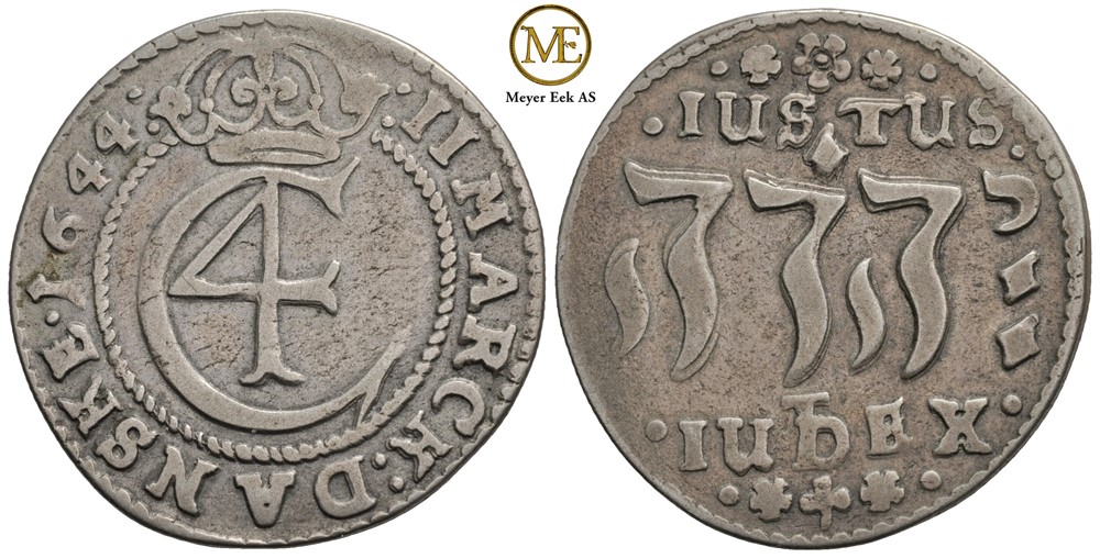 2 Mark 1644 Christian IV. Kv.1+
