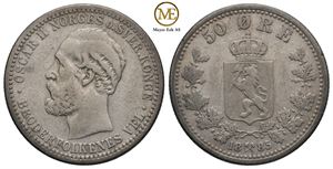 50 øre 1885 Oscar II. Kv.1