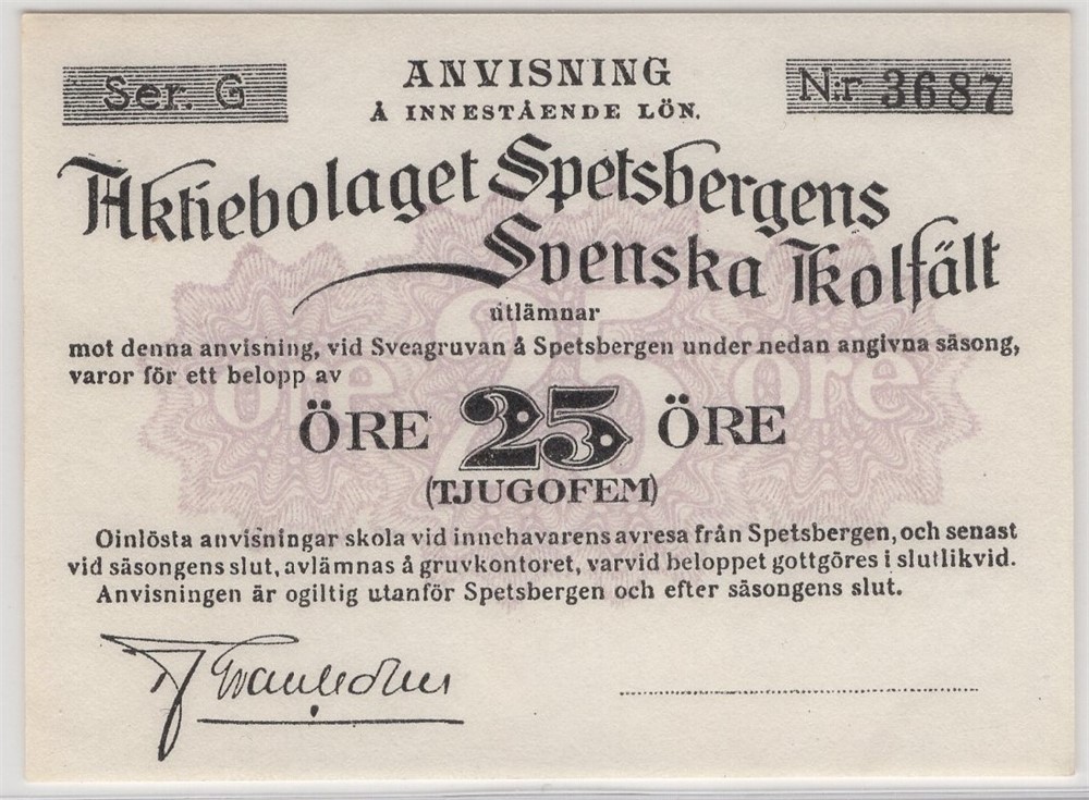 25 øre Aktiebolaget Spetsbergen. Kv.0