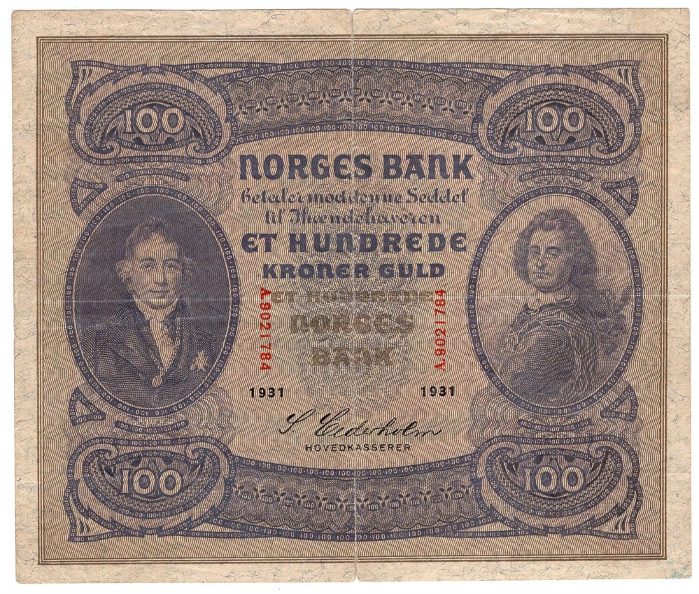 100 kroner 1931 A.9021784. Kv.1/1+