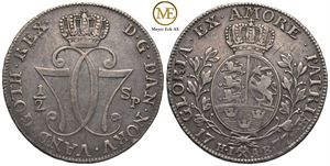 1/2 speciedaler 1777 Christian VII. Kv.1+