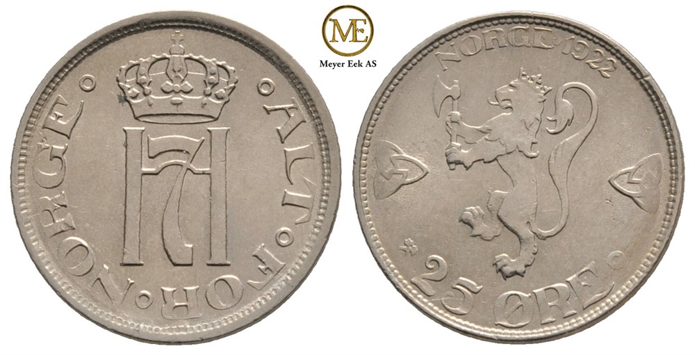25 øre 1922 Haakon VII. Kv.0/01