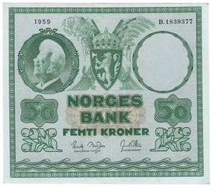 50 kroner 1959 D.1839377. Kv.01