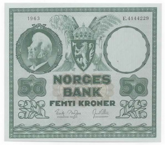 Norge 50 kroner 1963 E kv. 0