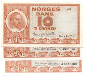 Lot. 10 kroner 1960, 61 og 1967