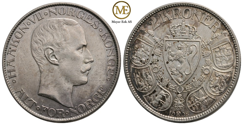 2 kroner 1908 Haakon VII. Kv.01