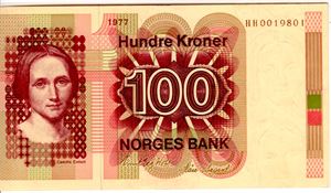 100 kroner 1977 HH erstatning Kv.01