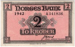 2 kroner 1942 A.341836. 65 EPQ