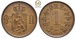 1 øre 1891 Oscar II. Kv.0