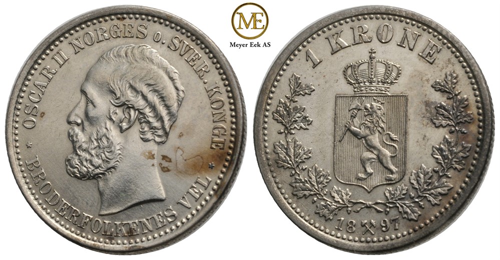 1 krone 1897 Oscar II. Kv.0/01