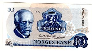 10 kroner 1977 QD erstatning Kv.0