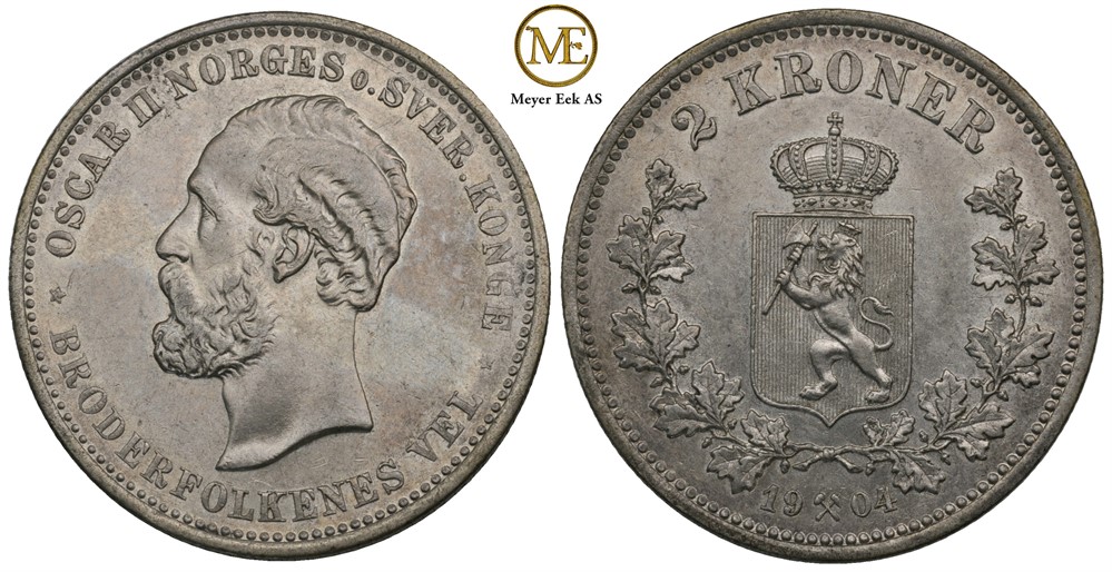 2 kroner 1904 Oscar II. Kv.0/01