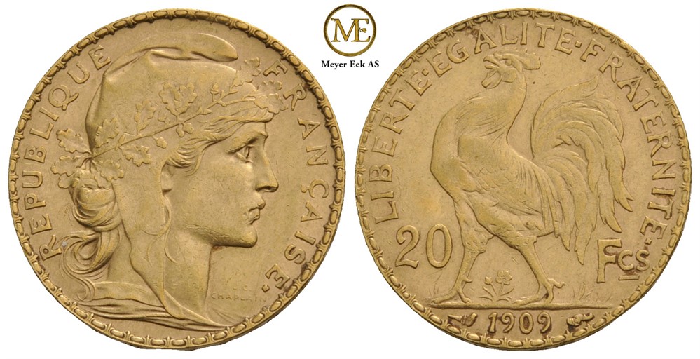 20 francs 1909. Kv.01