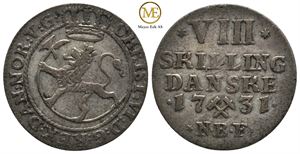 8 skilling 1731 Christian VI. Kv.1+