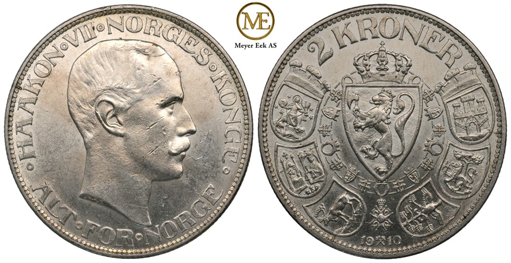 2 kroner 1910 Haakon VII. Kv.0
