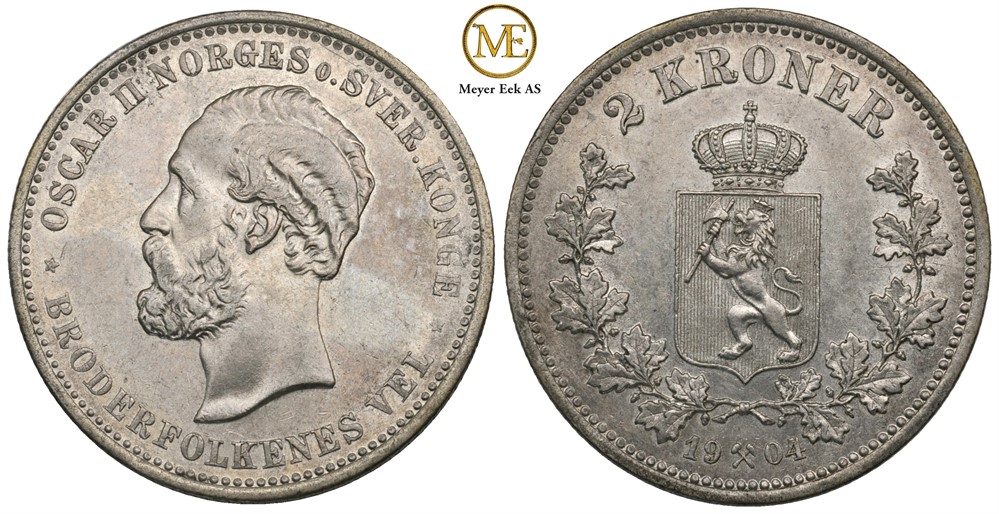 2 kroner 1904 Oscar II. Kv.0/01