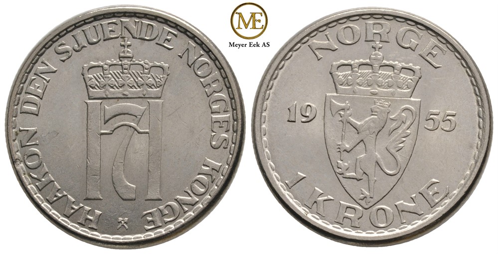 1 krone 1955 Haakon VII. Kv.0