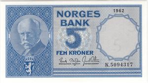 5 kroner 1962 K.5094317. 66 EPQ. Kv.0