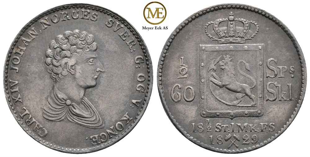 1/2 speciedaler 1829 Carl XIV Johan. Kv.01