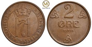 2 øre 1948 Haakon VII. Kv.0