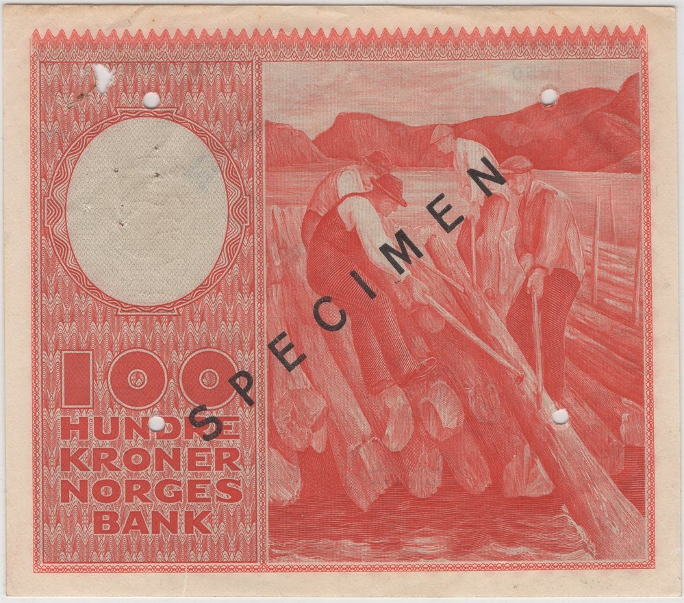 100 kroner 1950 X.0000000 Specimen. Kv.01