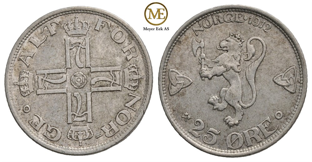 25 øre 1912 Haakon VII. Kv.1+