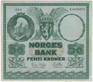 50 kroner 1964 Z.0236273. Kv.1/1+