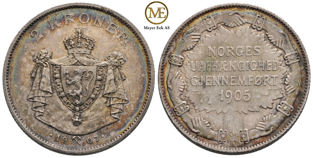 2 kroner 1907 Jub. Haakon VII. Kv.01
