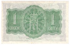 1 krone 1942 A.646579. London utg. Kv.01
