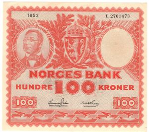 100 kroner 1953 C.2701473. Kv.1+/01